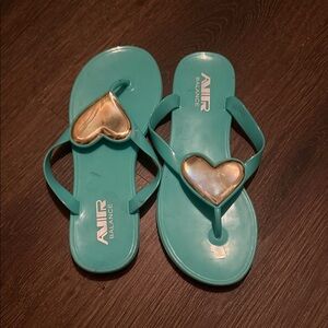 $ Clearance Sale $ Air Balance Teal and Gold Heart Sandals